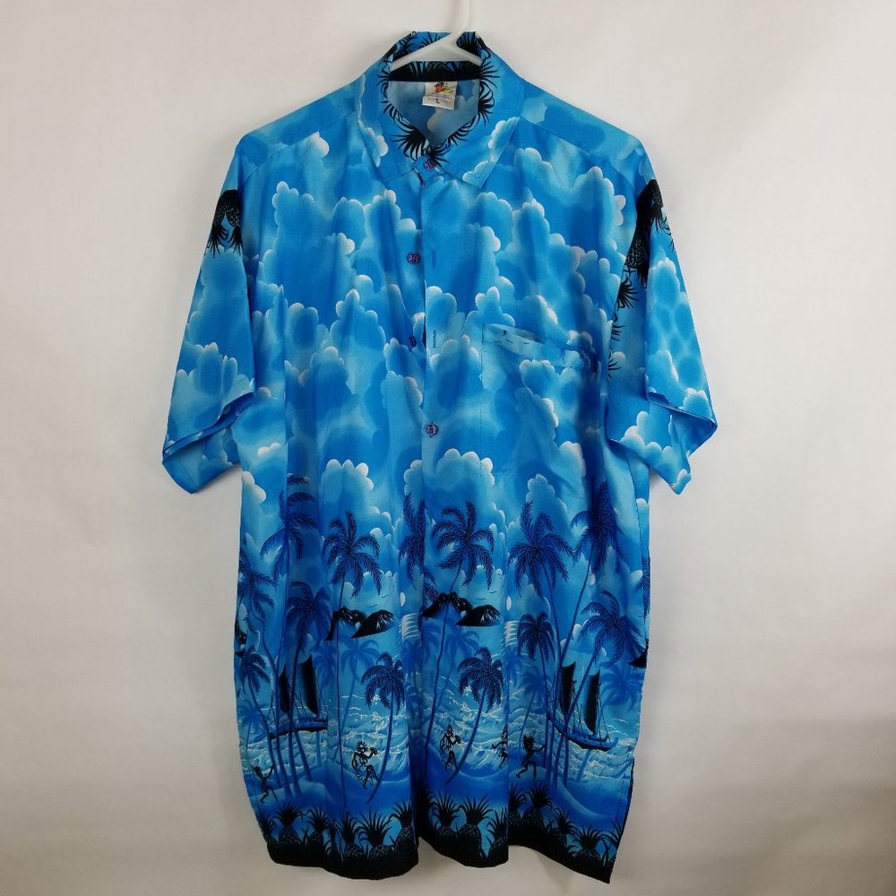 Rima Beachworld Short Sleeve Shirt Size Large Blue